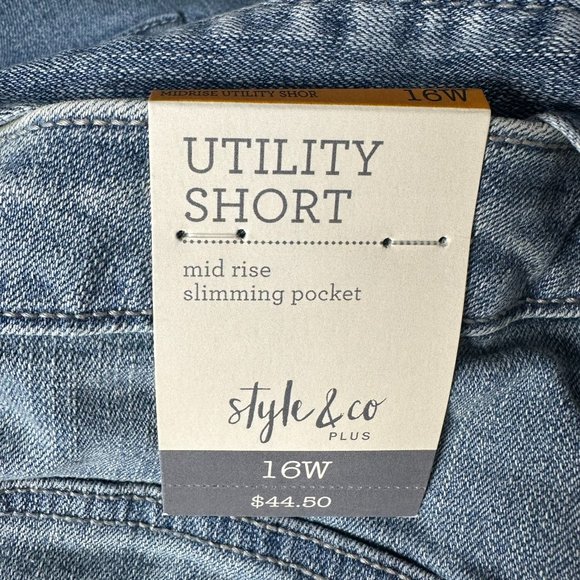 Style & Co. Women's Mid‎ Rise Denim Utility Short, Size 16W, Lourdes Medium Wash - Picture 5 of 11